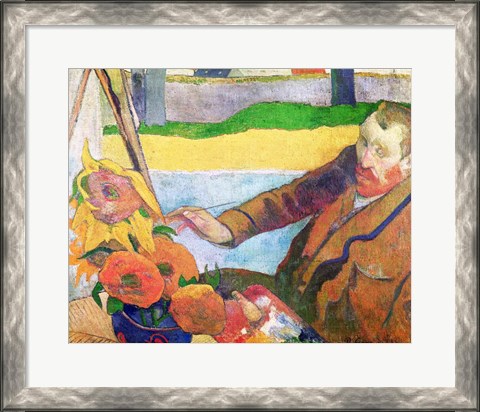 Framed Van Gogh painting Sunflowers, 1888 Print