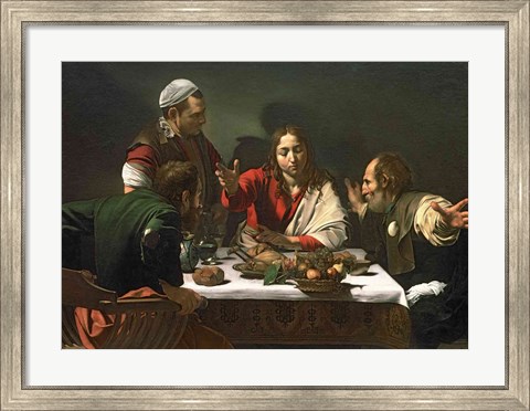 Framed Supper at Emmaus, 1601 Print