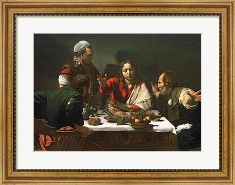 Framed Supper at Emmaus, 1601 Print