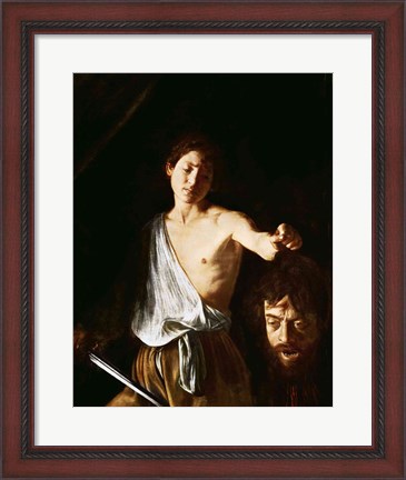 Framed David with the Head of Goliath, 1606 Print