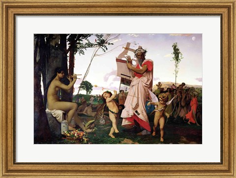 Framed Anacreon, Bacchus and Aphrodite, 1848 Print