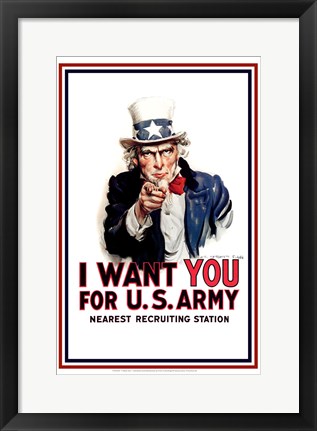 Framed Uncle Sam  - I Want You Print