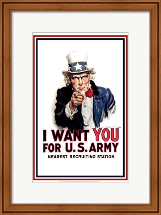 Framed Uncle Sam  - I Want You Print