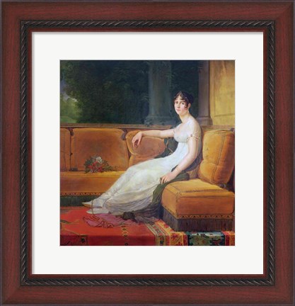 Framed Empress Josephine - yellow couch Print
