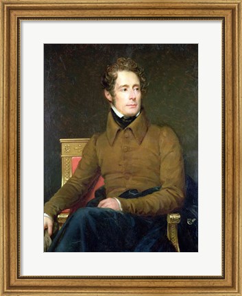 Framed Portrait of Alphonse de Lamartine Print