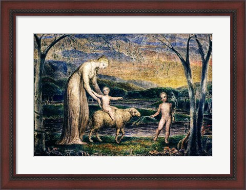 Framed Our Lady with the Infant Jesus Riding on a Lamb with St John Print