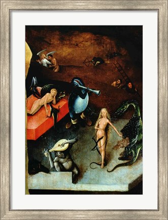 Framed Last Judgement (Altarpiece): Detail of Musical Instruments Print