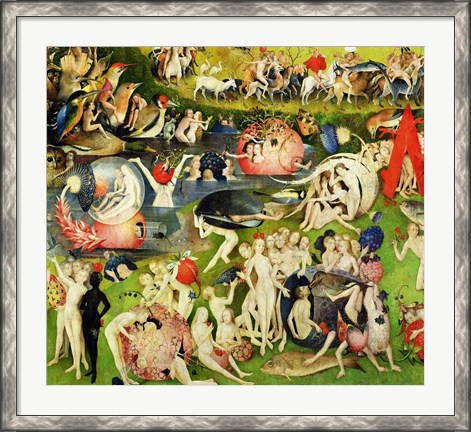 Framed Garden of Earthly Delights: Allegory of Luxury, center panel detail Print