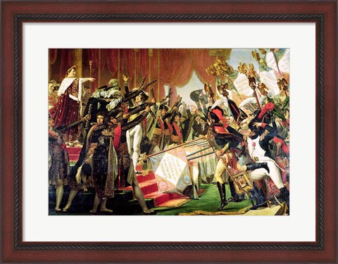 Framed Distribution of the Eagle Standards, 5th December 1804, detail of the standard bearers Print