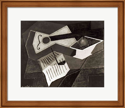 Framed Guitar and Fruit bowl, 1926 Print