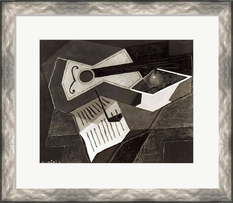 Framed Guitar and Fruit bowl, 1926 Print