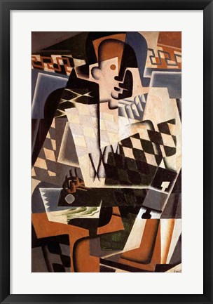 Framed Harlequin with a Guitar, 1917 Print