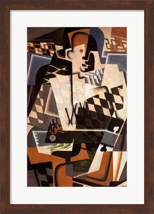 Framed Harlequin with a Guitar, 1917 Print