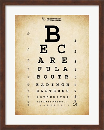 Framed Mark Twain Eye Chart Print