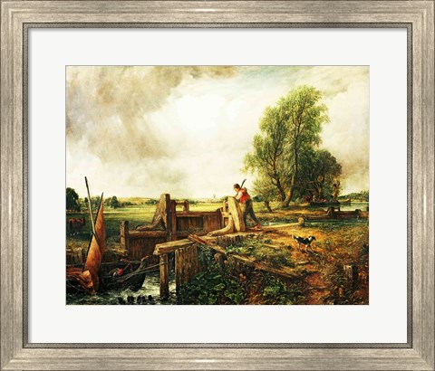 Framed Boat Passing a Lock Print