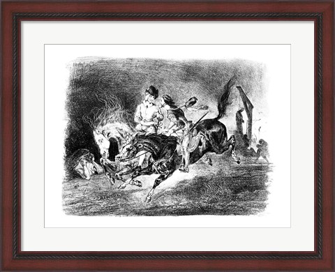 Framed Mephistopheles and Faust riding in the Night, Illustration for Faust by Goethe, 1828 Print
