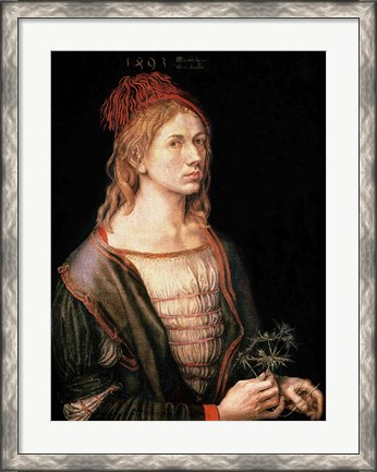 Framed Self Portrait with a Thistle, 1493 Print