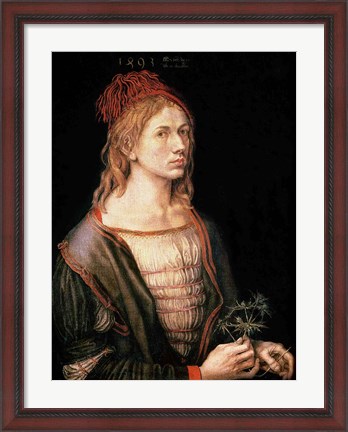 Framed Self Portrait with a Thistle, 1493 Print