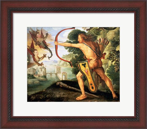 Framed Hercules and the Stymphalian birds, 1600 Print