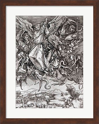 Framed St. Michael and the Dragon, from a Latin edition, 1511 Print