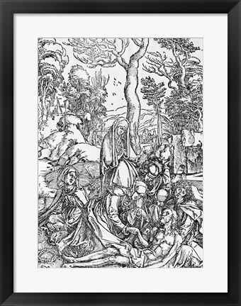 Framed Christ mourned by the Virgin and the female Saints, from &#39;The Great Passion&#39; series Print