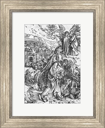 Framed Scene from the Apocalypse, The angel holding the keys of the abyss and a big chain Print