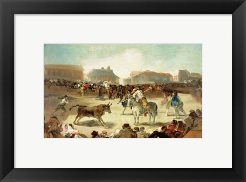 Framed Village Bullfight Print