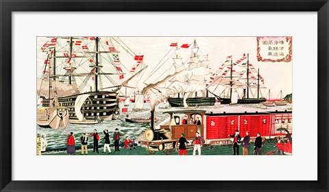 Framed Commodore Perry&#39;s Gift of a Railway to the Japanese in 1853 Print