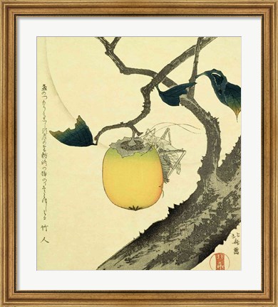 Framed Moon, Persimmon and Grasshopper, 1807 Print