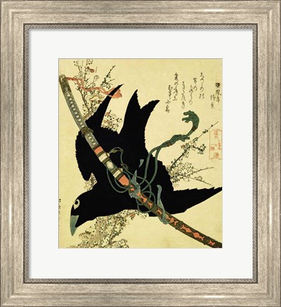 Framed Little Raven with the Minamoto clan sword Print