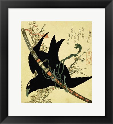 Framed Little Raven with the Minamoto clan sword Print