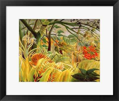 Framed Tiger in a Tropical Storm Print