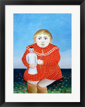 Framed girl with a doll Print