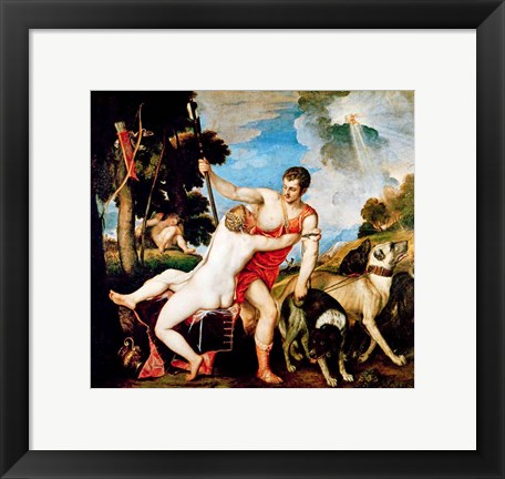 Framed Venus and Adonis, 1553 Print