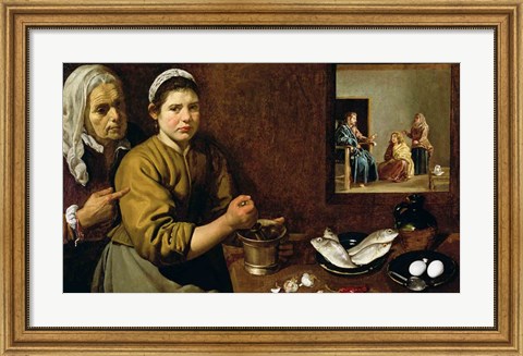 Framed Kitchen Scene with Christ in the House of Martha and Mary Print