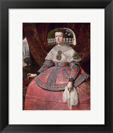 Framed Queen Maria Anna of Spain in a red dress Print