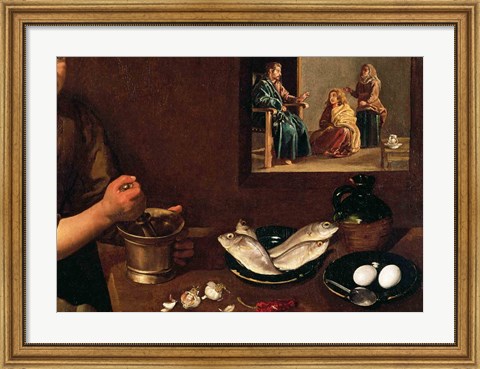 Framed Kitchen Scene with Christ in the House of Martha and Mary, Detail Print