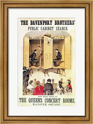 Framed Poster advertising a psychic performance by the Davenport Brothers, 1865 Print
