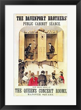 Framed Poster advertising a psychic performance by the Davenport Brothers, 1865 Print