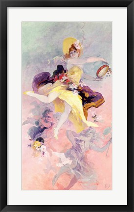 Framed Dancer with a Basque Tambourine Print