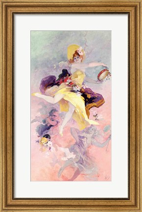 Framed Dancer with a Basque Tambourine Print