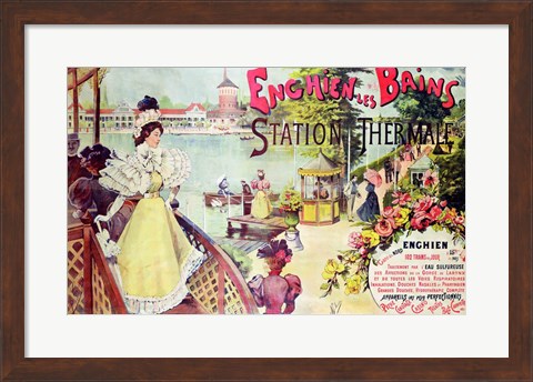 Framed Poster advertising the spa resort of Enghien-les-Bains, France Print