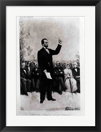 Framed Lincoln&#39;s Address at Gettysburg, 1895 Print