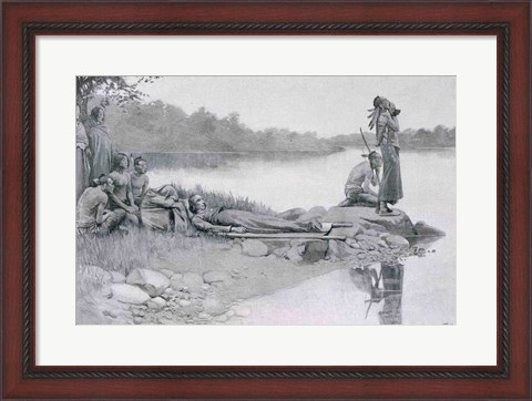 Framed Death of Indian Chief Alexander, Brother of King Philip Print