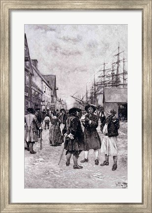 Framed Along the Water Front in Old New York, illustration from &#39;The Evolution of New York Print