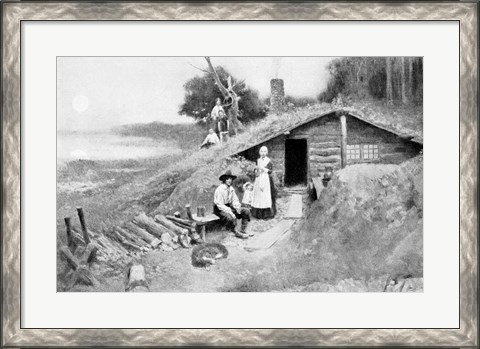 Framed Pennsylvania Cave-Dwelling, illustration from &#39;Colonies and Nation&#39; Print