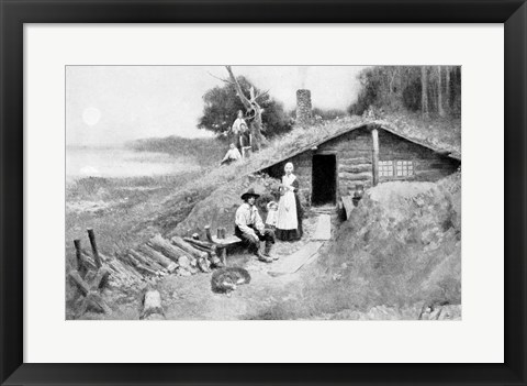 Framed Pennsylvania Cave-Dwelling, illustration from &#39;Colonies and Nation&#39; Print