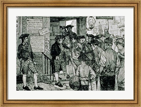 Framed Mob Attempting to Force a Stamp Officer to Resign Print