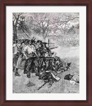 Framed Lexington Green - &#39;If they want war, it may as well begin here&#39; Print