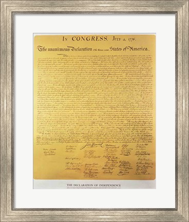 Framed Declaration of Independence of the 13 United States of America of 1776 Print